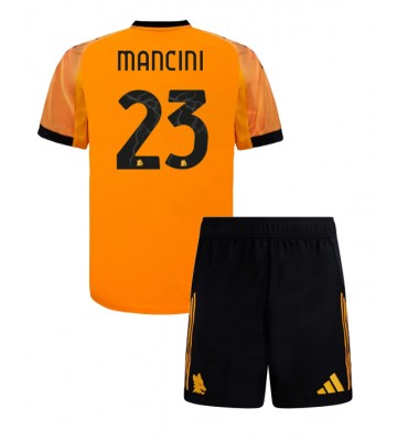 AS Roma Gianluca Mancini #23 Udebanetrøje Børn 2025-26 Kortærmet (+ Korte bukser)